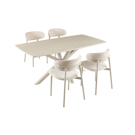 Table à manger ovale 180 x 90 cm NACRE plateau en pierre frittée
