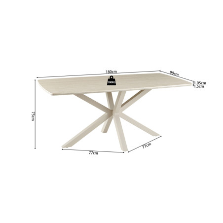 Table à manger ovale 180 x 90 cm NACRE plateau en pierre frittée