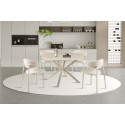 Table à manger ronde 120 cm NACRE plateau en pierre frittée