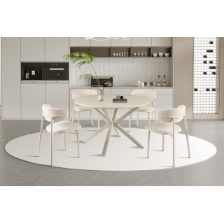 Table à manger ronde 120 cm NACRE plateau en pierre frittée