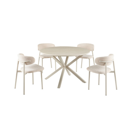 Table à manger ronde 120 cm NACRE plateau en pierre frittée