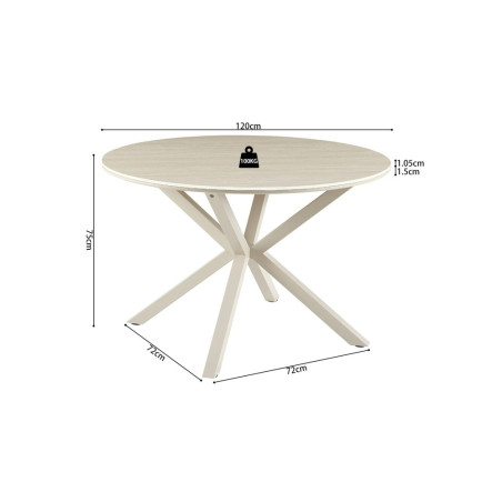 Table à manger ronde 120 cm NACRE plateau en pierre frittée