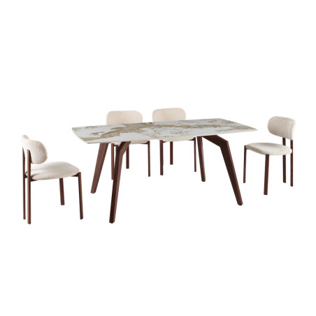 Table à manger 180 x 90 cm AMBRETTE plateau en pierre frittée