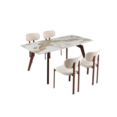 Table à manger 180 x 90 cm AMBRETTE plateau en pierre frittée