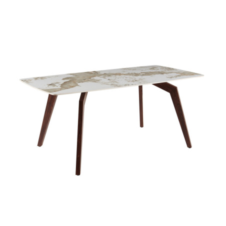 Table à manger 180 x 90 cm AMBRETTE plateau en pierre frittée