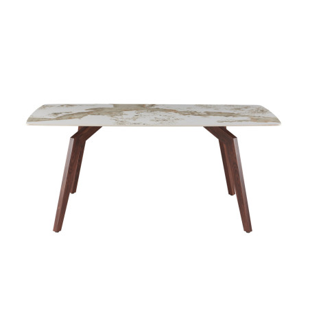 Table à manger 180 x 90 cm AMBRETTE plateau en pierre frittée