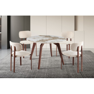 Table à manger ronde 120 cm AMBRETTE plateau en pierre frittée