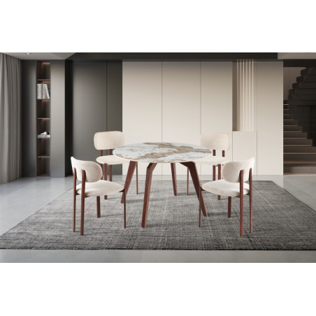 Table à manger ronde 120 cm AMBRETTE plateau en pierre frittée