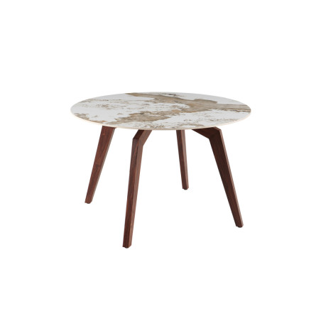 Table à manger ronde 120 cm AMBRETTE plateau en pierre frittée