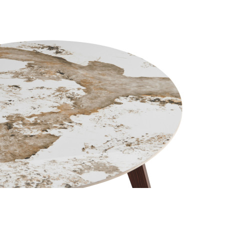 Table à manger ronde 120 cm AMBRETTE plateau en pierre frittée