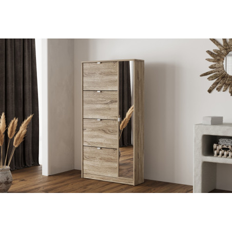 Meuble à chaussures 85 cm MAQUIS 4 tiroirs et 1 porte miroir