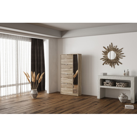 Meuble à chaussures 85 cm MAQUIS 4 tiroirs et 1 porte miroir