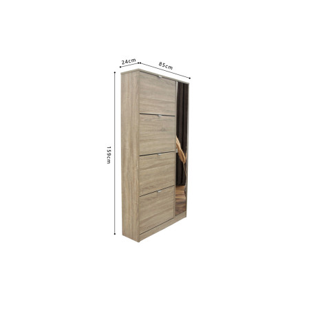 Meuble à chaussures 85 cm MAQUIS 4 tiroirs et 1 porte miroir