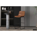 Tabouret de bar MENTHE en simili cuir cognac