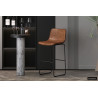 Tabouret de bar MENTHE en simili cuir cognac