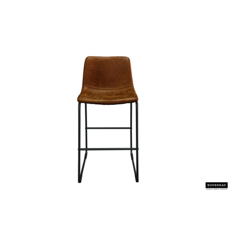 Tabouret de bar MENTHE en simili cuir cognac