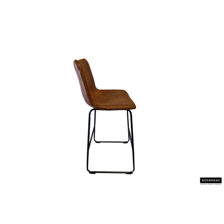 Tabouret de bar MENTHE en simili cuir cognac