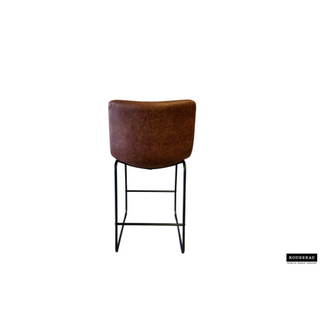 Tabouret de bar MENTHE en simili cuir cognac