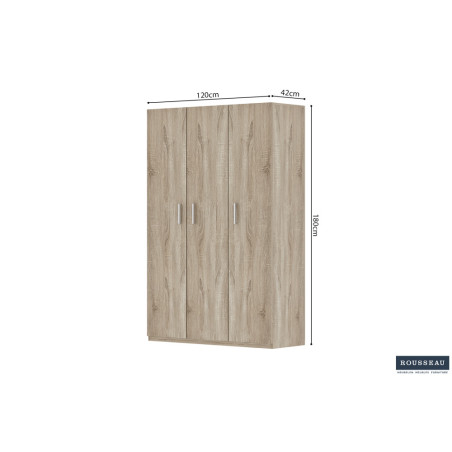 Armoire de rangement 120 cm MISTRAL 3 portes