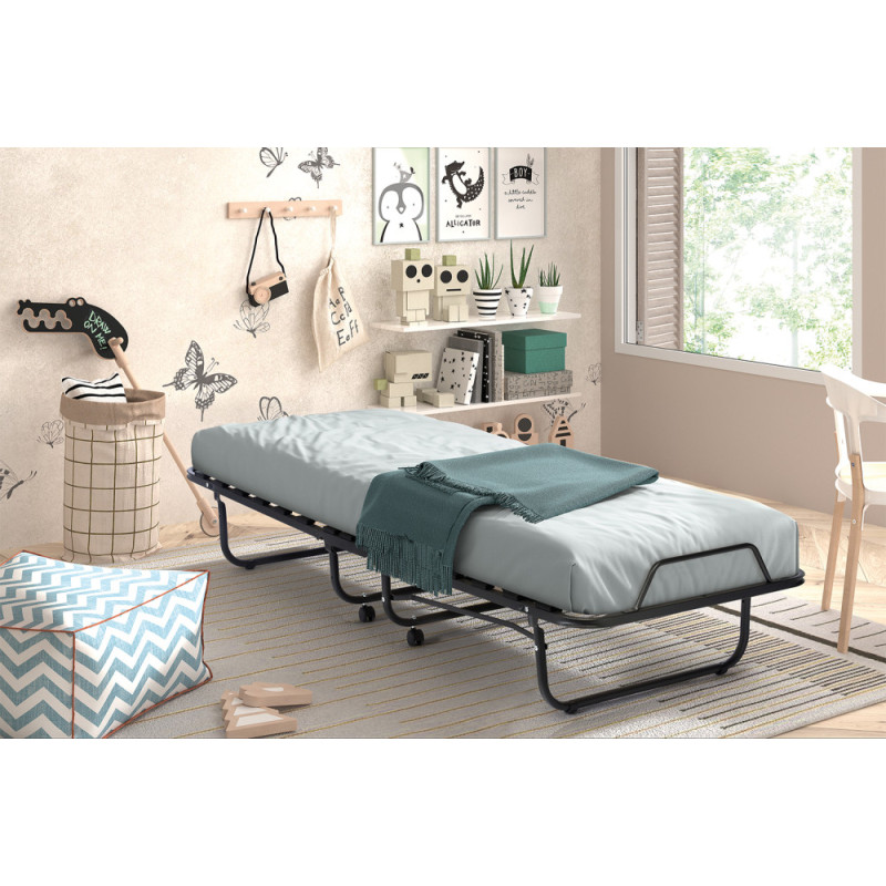 Lit d'appoint pliable 90 x 200 cm BEGONIA en métal