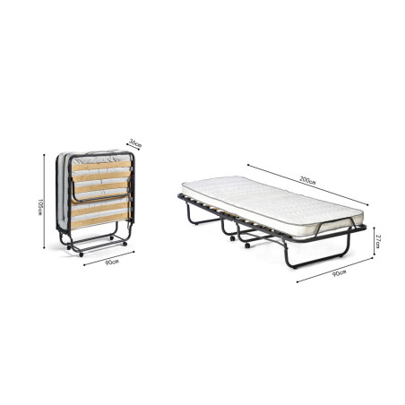 Lit d'appoint pliable 90 x 200 cm BEGONIA en métal