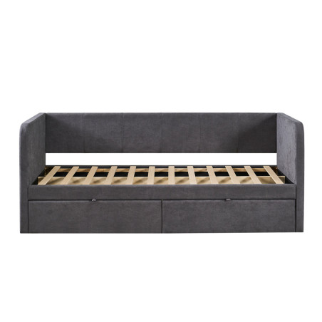 Lit 90 x 200 cm PARME en tissu gris