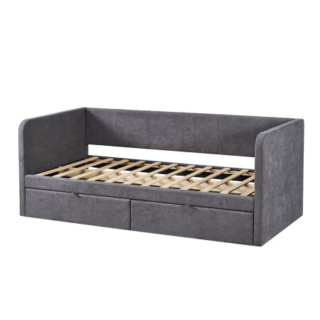 Lit 90 x 200 cm PARME en tissu gris