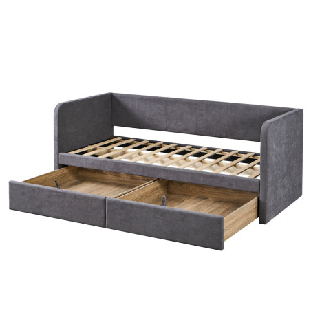 Lit 90 x 200 cm PARME en tissu gris