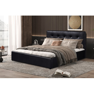 Lit coffre 160 x 200 cm POIVRE en simili cuir noir