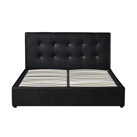 Lit coffre 160 x 200 cm POIVRE en simili cuir noir