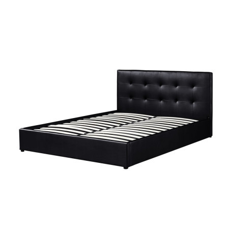 Lit coffre 160 x 200 cm POIVRE en simili cuir noir