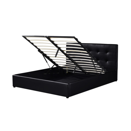 Lit coffre 160 x 200 cm POIVRE en simili cuir noir