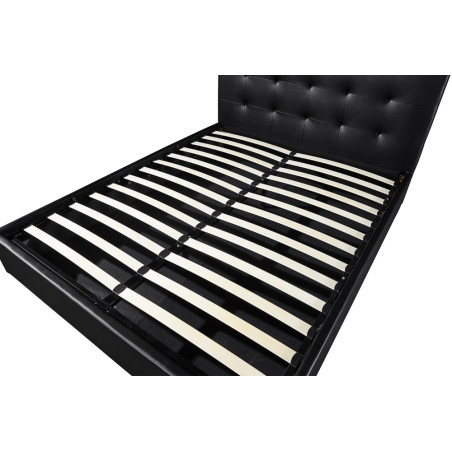 Lit coffre 160 x 200 cm POIVRE en simili cuir noir