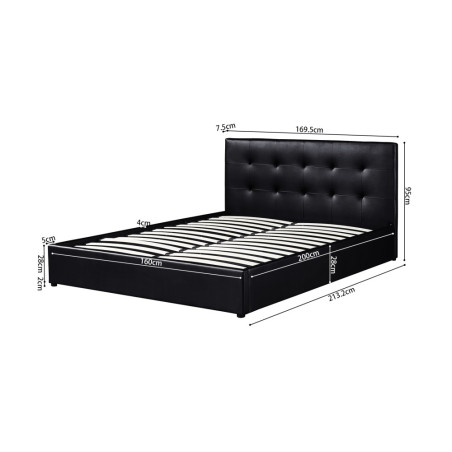 Lit coffre 160 x 200 cm POIVRE en simili cuir noir