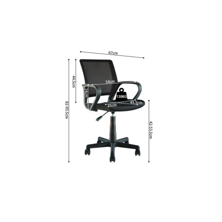 Chaise de bureau PRAIRIE en tissu noir