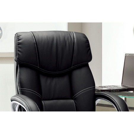 Chaise de bureau DAMIER en simili cuir noir