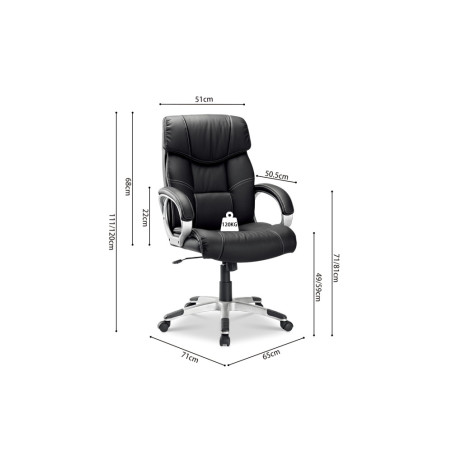 Chaise de bureau DAMIER en simili cuir noir