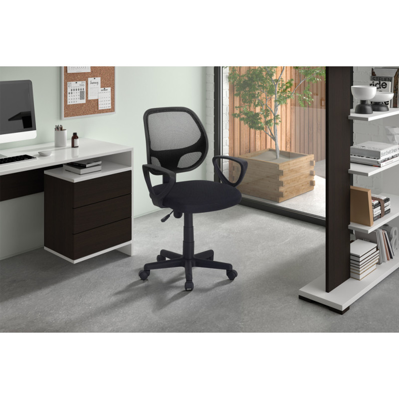 Chaise de bureau HIBISCUS en maille noir