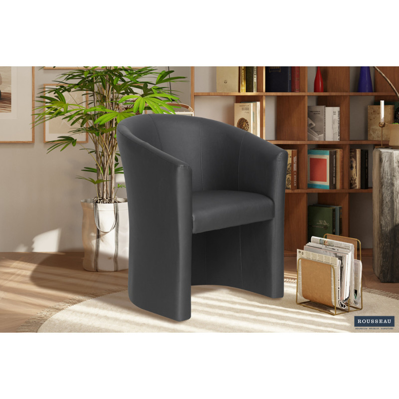 Fauteuil CHARDON en simili cuir noir