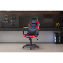 Chaise gamer TAMBOUR en simili cuir noir/rouge/gris