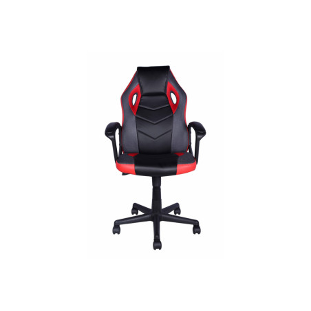 Chaise gamer TAMBOUR en simili cuir noir/rouge/gris