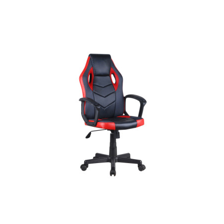 Chaise gamer TAMBOUR en simili cuir noir/rouge/gris