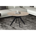 ALBATRE, table basse ronde 80 cm - plateau pierre frittée - pieds en métal noir - 4 finitions