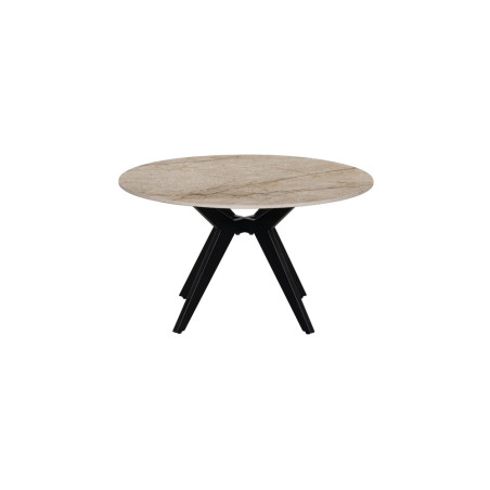 ALBATRE, table basse ronde 80 cm - plateau pierre frittée - pieds en métal noir - 4 finitions