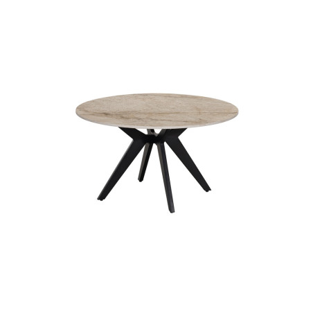 ALBATRE, table basse ronde 80 cm - plateau pierre frittée - pieds en métal noir - 4 finitions