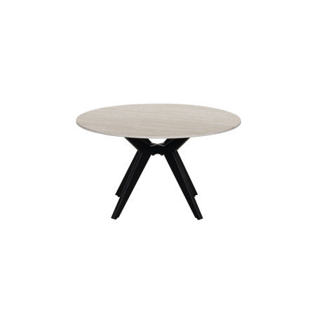 ALBATRE, table basse ronde 80 cm - plateau pierre frittée - pieds en métal noir - 4 finitions