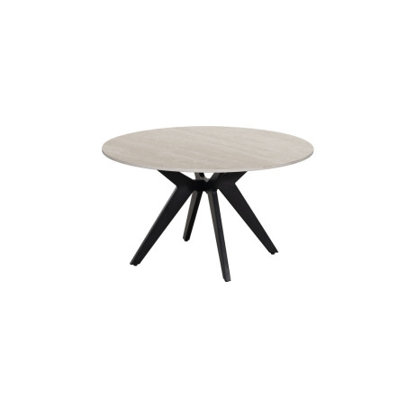 ALBATRE, table basse ronde 80 cm - plateau pierre frittée - pieds en métal noir - 4 finitions