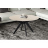 ALBATRE, table basse ronde 80 cm - plateau pierre frittée - pieds en métal noir - 4 finitions