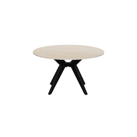 ALBATRE, table basse ronde 80 cm - plateau pierre frittée - pieds en métal noir - 4 finitions