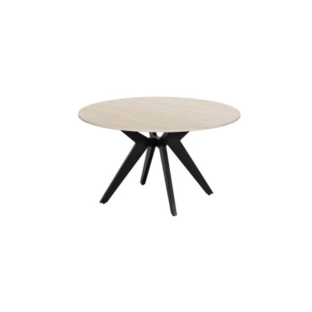 ALBATRE, table basse ronde 80 cm - plateau pierre frittée - pieds en métal noir - 4 finitions